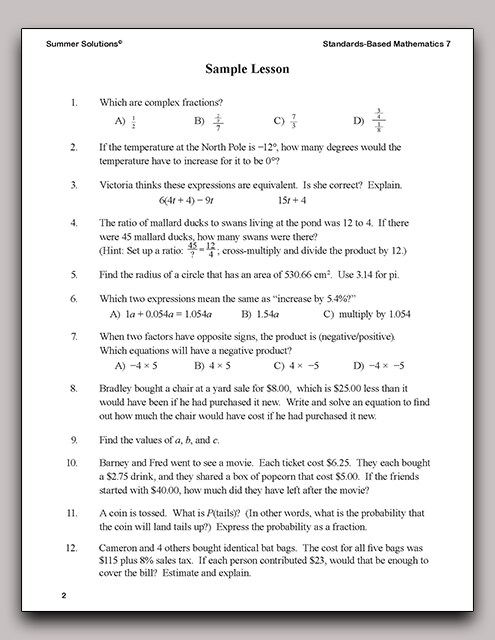 Standards Based Mathematics 7